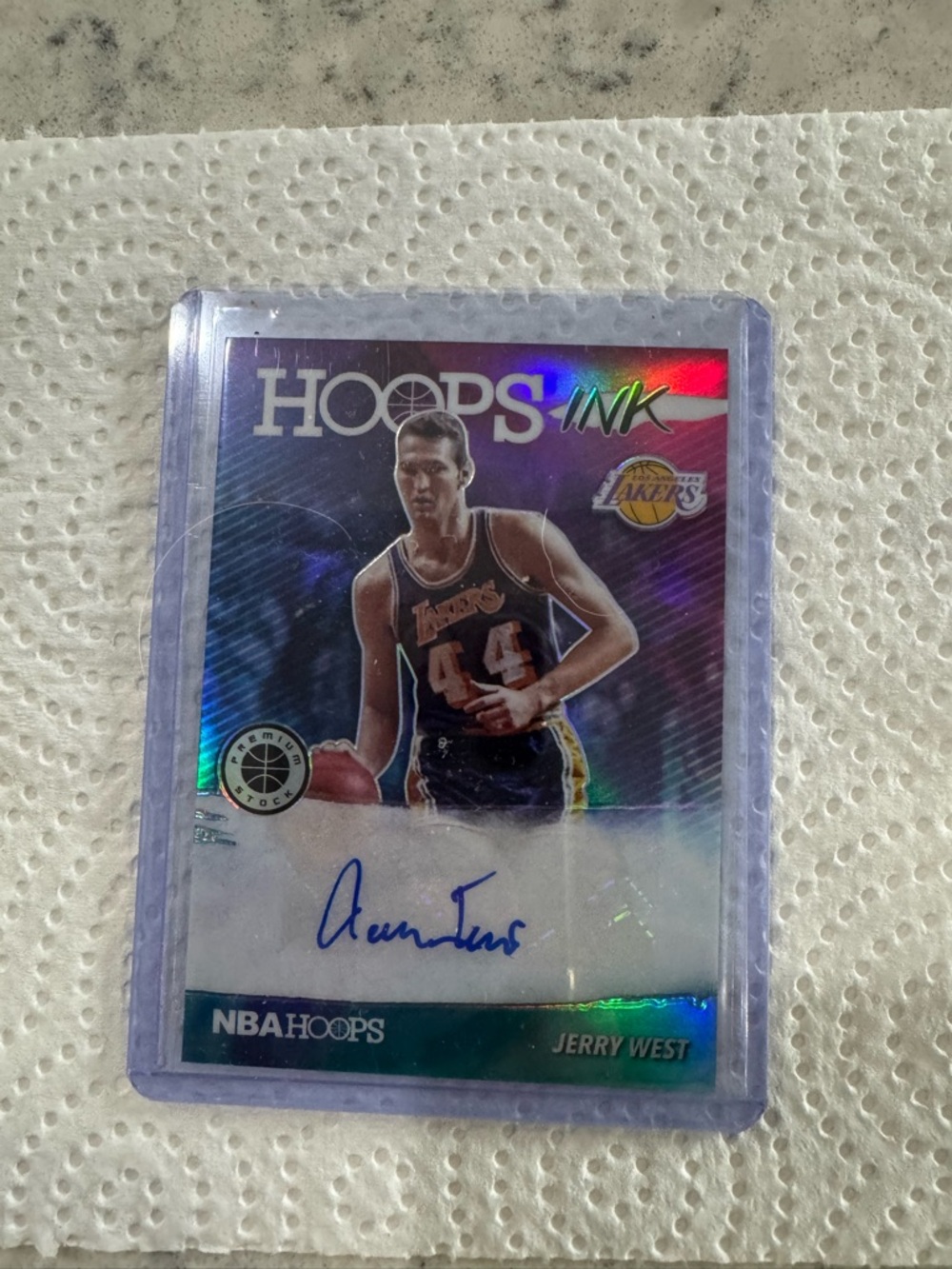 Topps Hoops Ink Jerry West Autograph Card - Purple, Blue, Green